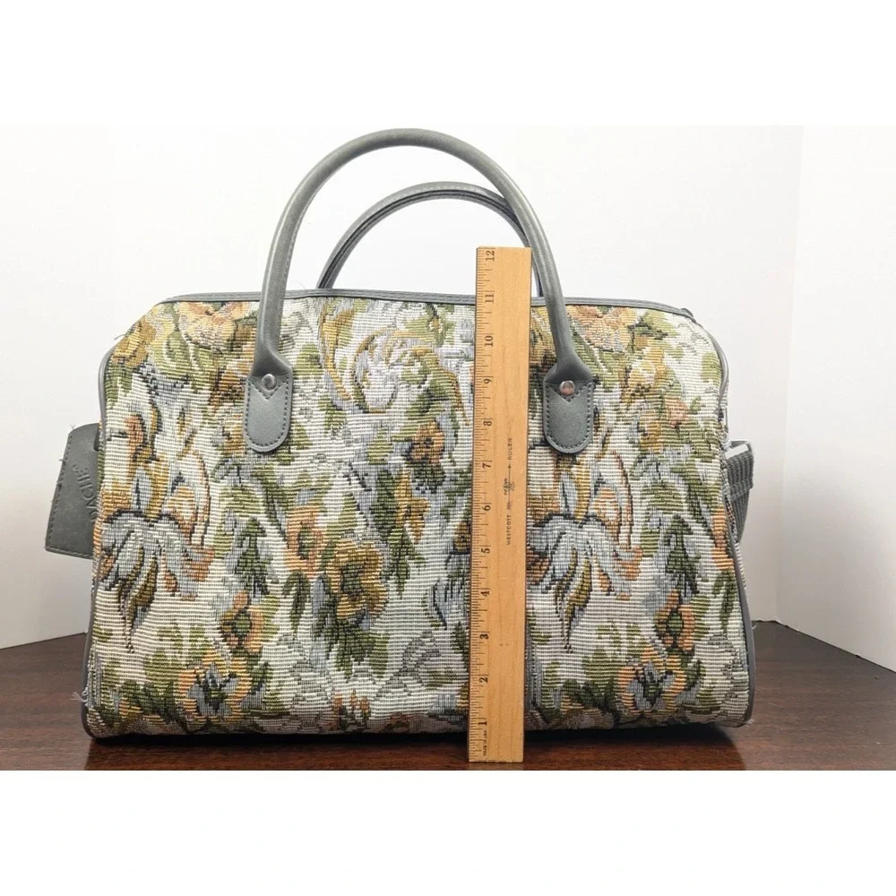 Jordache Vintage Floral Tapestry Carry On Luggage Overnight Travel Duffel Bag